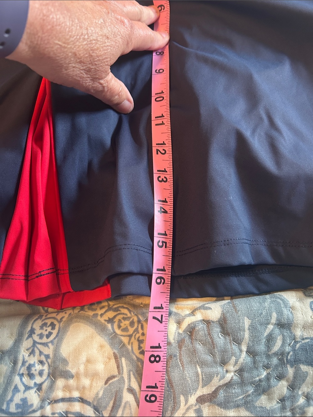 Navy Tennis Skirt with Red Piping and Pleats - Picture 7 of 8